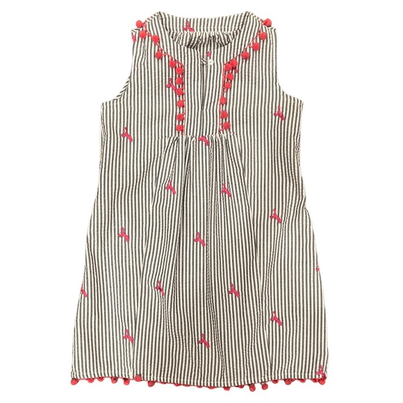 Kelly's Kids Other - KELLY'S Kids Navy & White Seersucker Dress w Pink Lobsters & PomPoms Size 10